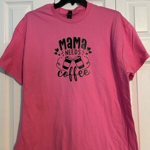 Gildan Pink "Mama Needs Coffee" Graphic Tee